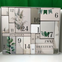 Grossiste Grande quantité 24 calendriers de l'avent à double porte ouverte Boîtes de maquillage de l'avent Grandes feuilles d'or vides Calendrier de Noël
