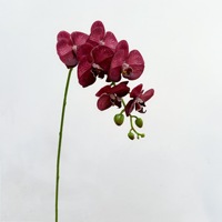 Bunga Buatan Anggrek Phalaenopsis Klasik, Tangkai Panjang 7 Kepala dengan Tekstur Berlapis Lem, untuk Dekorasi Rumah dan Pernikahan.