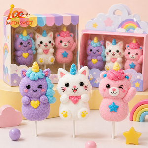 Disponible en gros mélange fruits aromatisés dessin animé bonbons coeurs délicieux guimauves sucette barbe à papa - Product Image 2