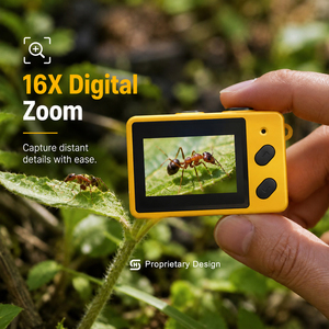 Mini caméra numérique rétro S4, enregistreur vidéo Full HD 1080P, filtres créatifs, autocollants, zoom 16X, écran IPS, caméscope numérique, détection de sourire - Product Image 3
