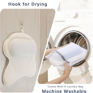 Almohada de Baño de TPE Blanca, Almohada de Baño de Malla 3D con Ventosas para Bañera, Almohada de Gel para Baño - Product Image 4