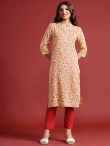 Viscosa recta estampada floral Kurta - Product Image 5
