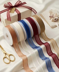 25 Cm Polyester Satin-edged Chiffon <strong>Ribbon</strong> Fresh Flowers Gift Packaging DIY Handmade Clothing Accessories Home Decoration - Product Image 2