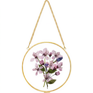 Handmade Round Golden Home Decor Glass & Metal Hanging Picture <b>Frame</b> for <b>Wall</b> Decor with 2 Sides Glass 6x6 Inches Glass <b>Frame</b> - Product Image 1