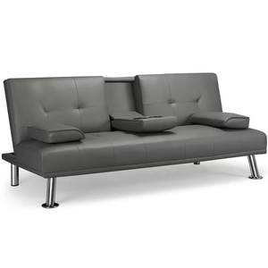 Canapé-lit pliable en cuir PU noir avec porte-gobelets, canapé d'attente pour <span class=keywords><strong>salon</strong></span> de beauté, <span class=keywords><strong>salon</strong></span> de coiffure, hôtel, <span class=keywords><strong>salon</strong></span> - Product Image 3