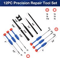 WORKPRO Set Obeng Torx 12 in 1 T3 T4 T5 T6 T8 T10, mata obeng presisi magnetik kelas DIY wadah pegangan plastik untuk kacamata
