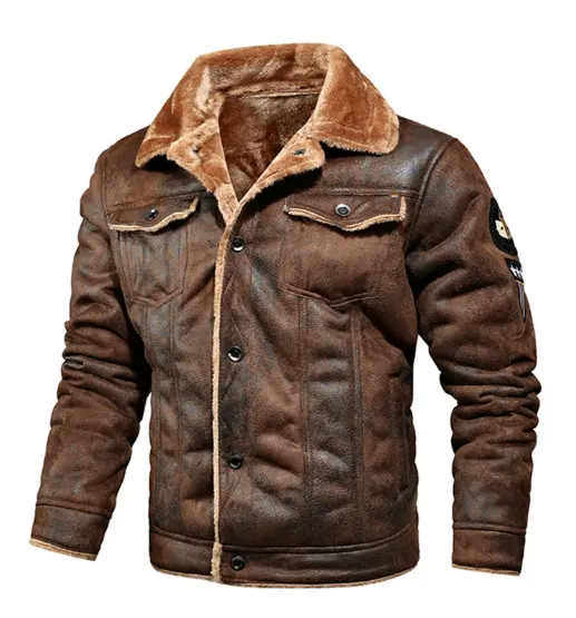 Liu Ming vente à chaud automne hiver hommes rue mode fourrure chaud en cuir grande taille 4XL manteau moto veste