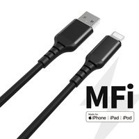 USB-A C189 asli bersertifikat MFi ke kabel 8-Pin dengan pengisian cepat 3A dan jaket nilon untuk MacBook/iPhone/iPad/