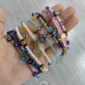 Pulsera Bảo Vệ Handmade Glass Hạt Acrylic Tôn Giáo Ác Mắt Vòng Đeo Tay Cho Bé Tắm Quà Tặng