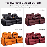 Ensemble de canapés inclinables électriques pour salle de cinéma maison avec porte-gobelets et console de charge USB