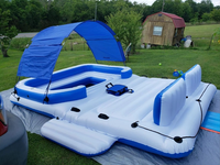Installation gonflable d'amusement d'eau de flotteur de piscine d'île flottante de 6-8 personnes