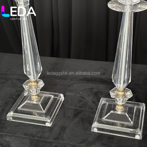 LEDA High Quality Cylindrical Crystal Clear <b>Glass</b> Chimney <b>Tea</b> <b>Light</b> Candle <b>Holder</b> Centerpieces For Wedding Decoration - Product Image 2