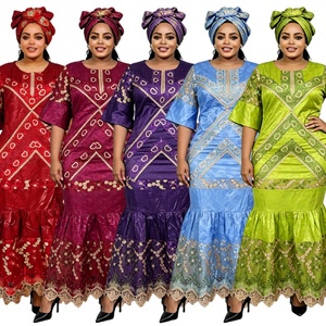 African Embroidery Patchwork Digital Print Middle East <b>Plus</b> <b>Size</b> Dashiki <b>Dress</b> Abaya Women Robe Scarf Polyester Breathable - Product Image 4