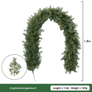Ghirlanda Natalizia in PVC di Alta Qualità Morbida al Tatto con Rattan, Aghi di Pino e Cipresso, Foglie Verdi Artificiali per Decorazione <span class=keywords><strong>Porta</strong></span> - Product Image 3