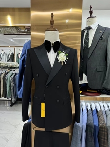 Người Đàn Ông Của Màu Đen Khăn Choàng Ve Áo Đôi Ngực Áo Khoác Và Quần Cộng Với Kích Thước Cho Đám Cưới Phù Hợp Với Bữa Tiệc Phù Hợp Với Thời Trang Cho Nam Giới Msw12 - Product Image 6