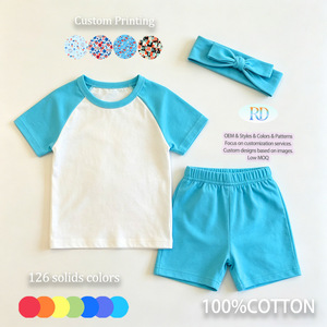 Conjunto <span class=keywords><strong>de</strong></span> Pantalones Cortos <span class=keywords><strong>de</strong></span> <span class=keywords><strong>Algodón</strong></span> Puro para Niños, Verano 2026, Venta al Por Mayor, Conjunto <span class=keywords><strong>de</strong></span> 3 Piezas para Bebés y Niños Pequeños, Estilo Biker con Mangas Raglán - Product Image 5