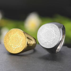 Anello con Segno Zodiacale in Acciaio Inossidabile, Anello Inciso a Stella a Sei Punte, Gioiello Amuleto, Regalo per Uomo - Product Image 2