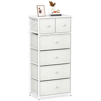 Commode à 3 tiroirs en bois avec organisateur de rangement et bacs en tissu, commode en bambou pour chambre à coucher avec 6 tiroirs