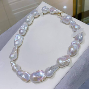 Collar de perlas barrocas iridiscentes Aurora de alta calidad, personalizado al por mayor, con cierre de oro de 14 quilates importado de EE. UU., hecho a mano. - Product Image 2