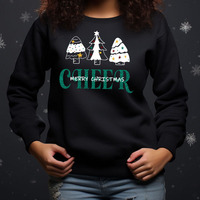 Impression en gros de Noël Cheer Glitter Vinyle Transfert Fer sur Arbre de Noël Motif Design Vêtement