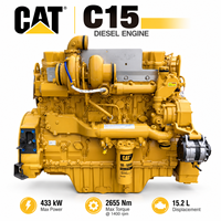 Moteur diesel industriel CAT C15 354-433 kW 475-518 ch 1800-2100 tr/min Puissance robuste pour les équipements de construction et minières