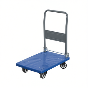 Chariot Fervi avec plateforme en PVC, 4 roues, chariot de manutention robuste pour entrepôt - Product Image 2