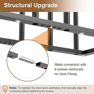 Black Metal Boot Rack Freestanding <b>Shoe</b> Organizer for 8 Pairs with Rounded <b>Holders</b> for Closet Entryway Bedroom Patio - Product Image 4