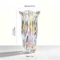 Vase en verre ondulé de 27,5 cm de haut, à large ouverture, pour fleurs fraîches ou séchées, décoration de table, mariage, cadeau de pendaison de crémaillère