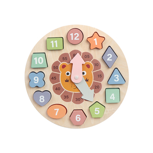 Jouet d'apprentissage Montessori en bois en forme de lion, horloge de tri, puzzle éducatif pour la numération et la cognition du <span class=keywords><strong>temps</strong></span> pour enfants - Product Image 2