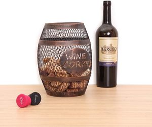 Porta Tappi di Sughero Rustico a Forma di Botte di Vino con Contenitore per Tappi, per Decorazioni Domestiche e Feste - Product Image 5