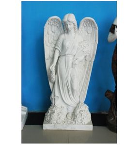 Décoration extérieure de jardin personnalisée Sculpture en <span class=keywords><strong>pierre</strong></span> grandeur nature Religieux en marbre blanc Statue de Saint <span class=keywords><strong>Gabriel</strong></span> Ange - Product Image 1