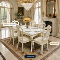 Table et chaises rectangulaires en bois massif français, adaptées aux villas de luxe, aux hôtels et aux salles de banquet.