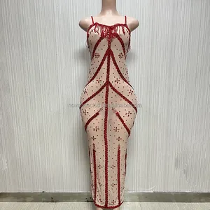 Novance चीनी नव वर्ष 2023 उत्पादों स्फटिक चमक जन्मदिन की पार्टी पोशाक ढीला पोशाक महिलाओं के फैशन पोशाक के लिए महिलाओं लड़कियों