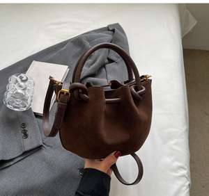Ladies' Retro Autumn/Winter Matte Small Women's Fashion <b>Suede</b> Single Handheld <b>Bucket</b> <b>Bag</b> - Product Image 2