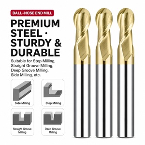 Fresa de extremo esférico de 2 filos HRC70 con recubrimiento de oro macizo, perfil R, para mecanizado de titanio y acero inoxidable - Product Image 1