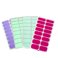 Patchs pour ongles en plastique imperméables 3D à couverture complète, 16 pointes, autocollants de couleur pure, enveloppes pour ongles, rose