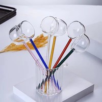 Cuillère-mélangeur en verre borosilicate de haute qualité à manche long coloré, résistante à la chaleur, pour la cuisine et les cadeaux d'affaires