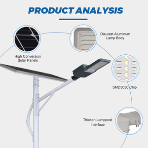 NanDe Offre Spéciale IP65 Étanche 30W 40W 50W Extérieur Intégré Tout-en-Un LED Solaire Lampadaire - Product Image 4