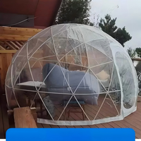 Tente dôme géodésique de camping extérieur de luxe, blanche, imperméable, avec structure en acier et matériau PVC résistant aux UV, double couche, type igloo