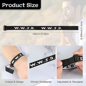 Factory Custom W.W.J.D. Letter Jacquard Print Wrist Band <b>Bracelet</b> Webbed Woven <b>Adjustable</b> <b>Bracelet</b> Gifts for Friendlies - Product Image 6