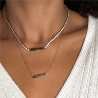 Ensemble de Bijoux Haute Qualité pour Femmes en Acier Inoxydable, Zircon, Chaîne Tennis, Collier, Bracelet, PVD 18 Carats, Logo Personnalisé, Nom Gravé, Vierge