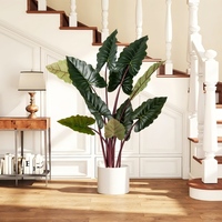 OH Arts Plante artificielle réaliste en pot, Alocasia, faux Taro arc-en-ciel pour la décoration de la maison, du bureau, de l'hôtel et des espaces commerciaux