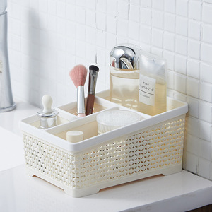 Boîte de rangement de bureau multi-compartiments avec séparateurs pour cosmétiques, soins de la peau et fournitures de bureau, design rectangulaire en treillis - Product Image 2