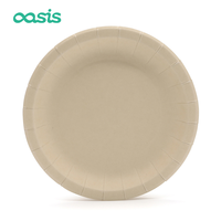 Assiettes jetables en papier kraft de 10 pouces Oasis entièrement personnalisées, compostables pour fêtes écologiques