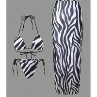 Doorzichtige 3-delige badpak met bloemenprint, sexy sheer bikini, 2026 nieuw binnen, trendy bestseller badkleding met jurkje