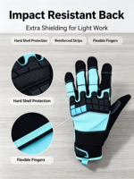 Gants de mécanicien HAIYI avec protection dorsale en tissu, unisexes, à doigts entiers, avec sangle de poignet réglable, renforcés, protection UV, antidérapants