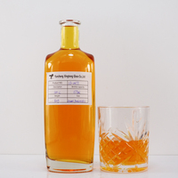 500ml Plat Large Bouche Super Flint Vide Transparent Vodka Tequila Whisky Rhum Gin Bouteilles En Verre En Gros