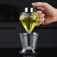 Distributeur d'huile en forme de diamant de 200 ml, pot à miel portable, récipients de stockage, bocaux en verre avec presse pour huiles, sauces et condiments