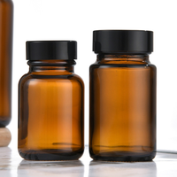 Bouteille de soin anti-lumière à large bouche vide santé médecine chimique pilule capsule brune bouteille en verre avec couvercle à vis