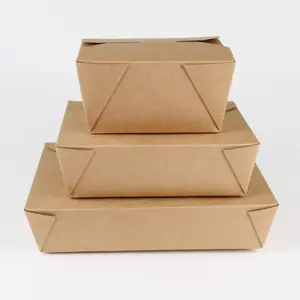 Benutzer definierte gedruckte Logo Pasta Kraft papier Mittagessen Food Box Quadratisches Papier Lunch Bowl Box Container